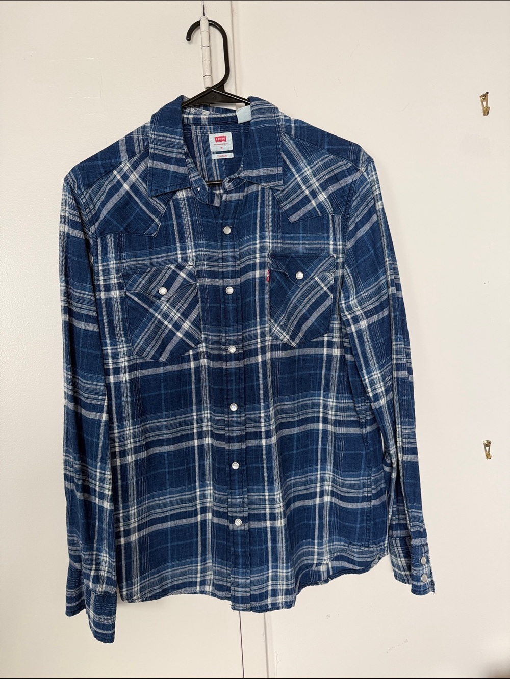 Levi's Blue and White Plaid Button-Down Shirt